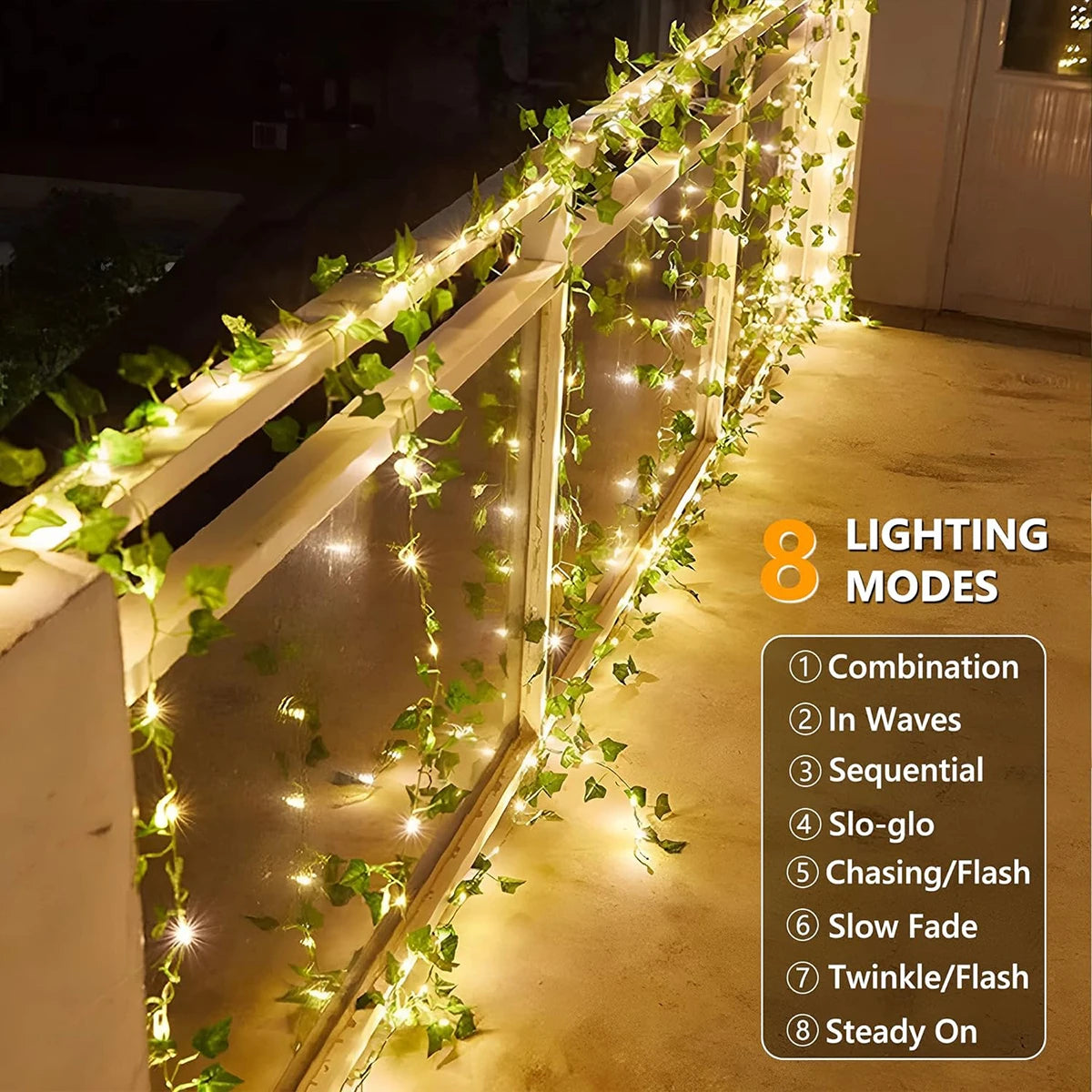 Decorative LED String Light with Green Leaves