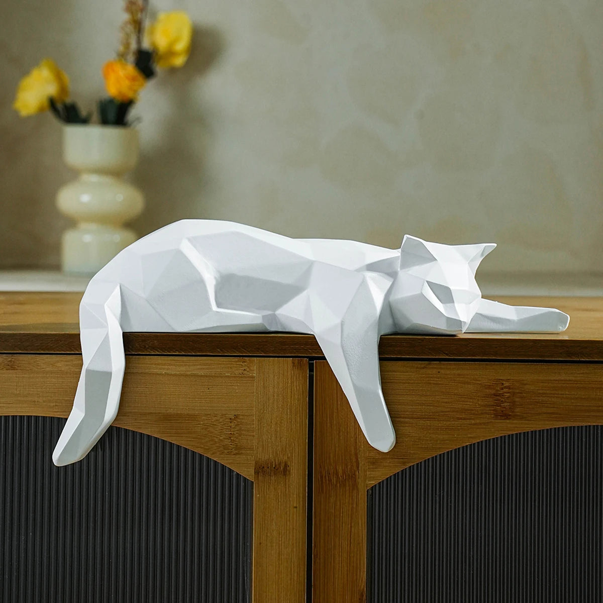 Modern geometric cat sculpture