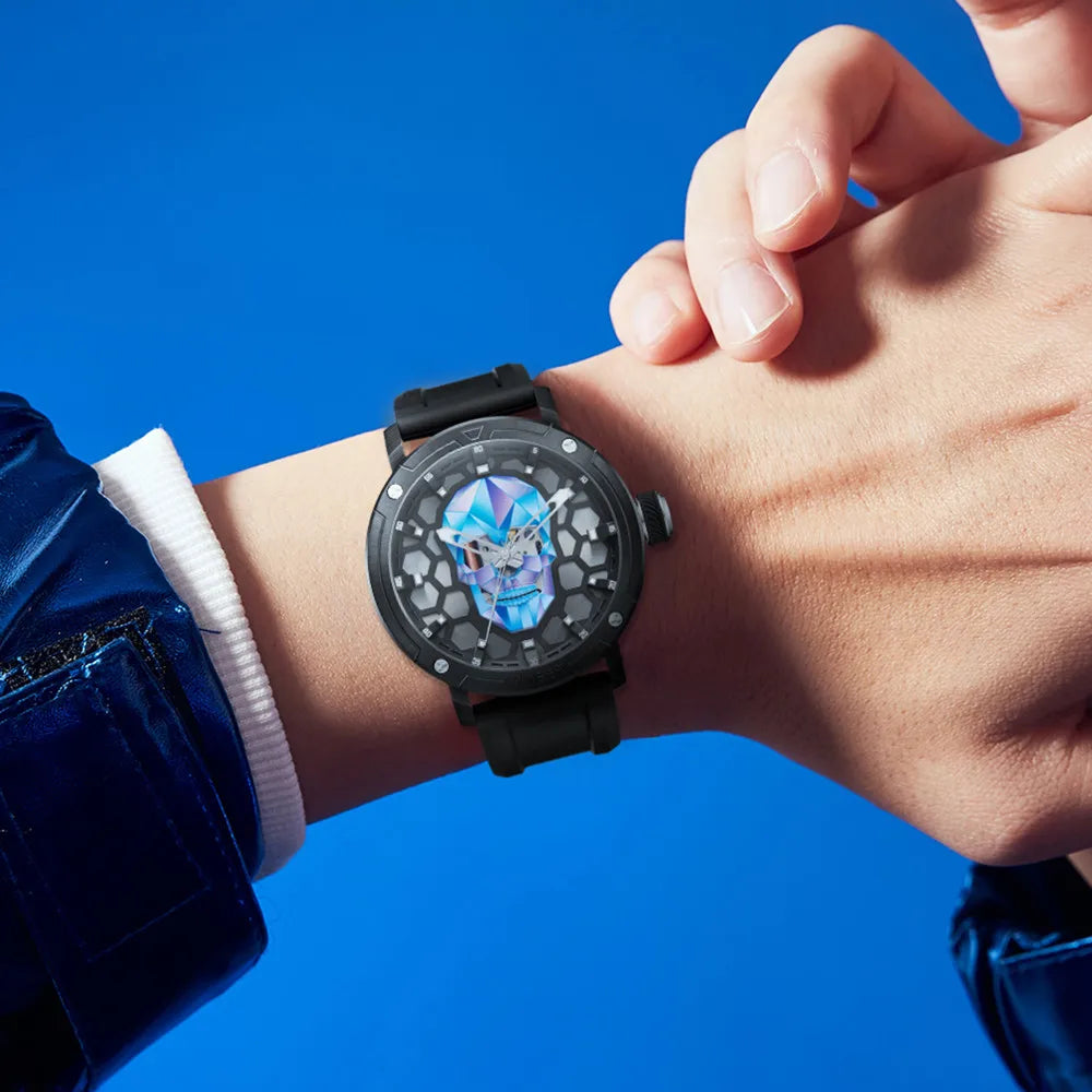 MINBER Skull Dial Design Quartz Watch Fashion Sports Military