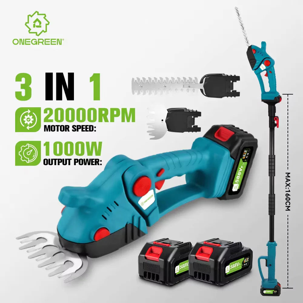 3-in-1 Telescopic Electric Hedge Trimmer