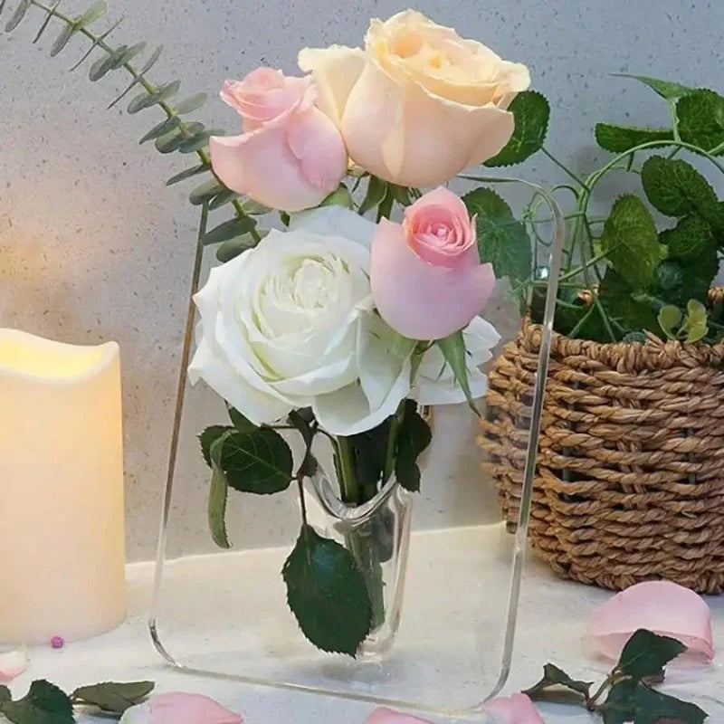 Modern and minimalist transparent acrylic flower vase