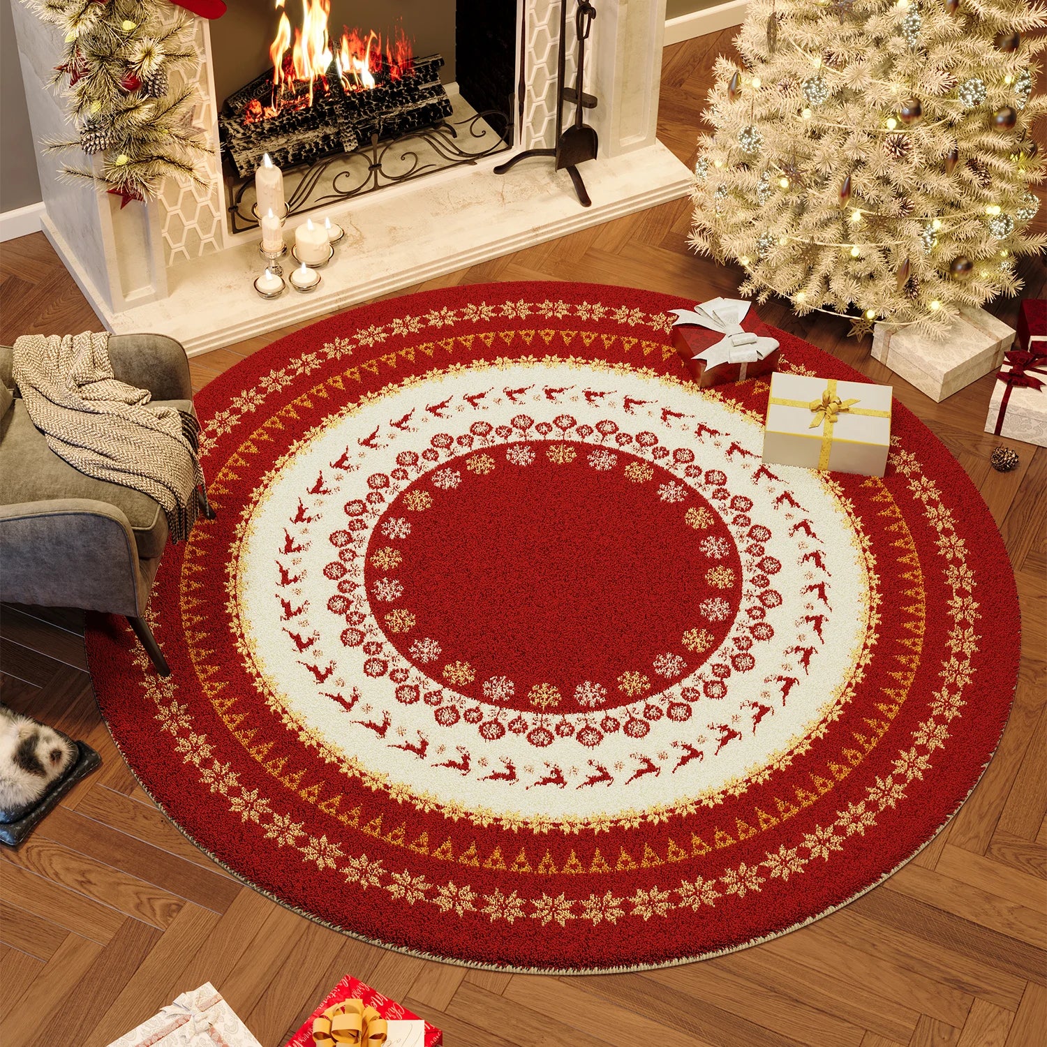 Christmas Wind Round Carpet Premium