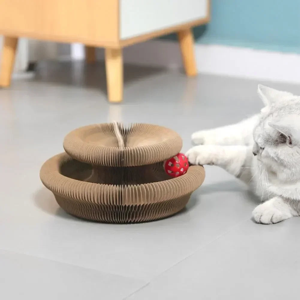 Interactive cat scratching post