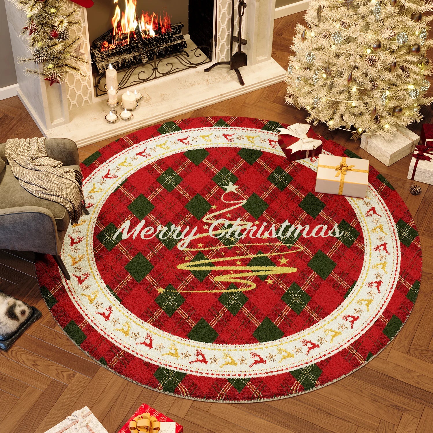 Christmas Wind Round Carpet Premium