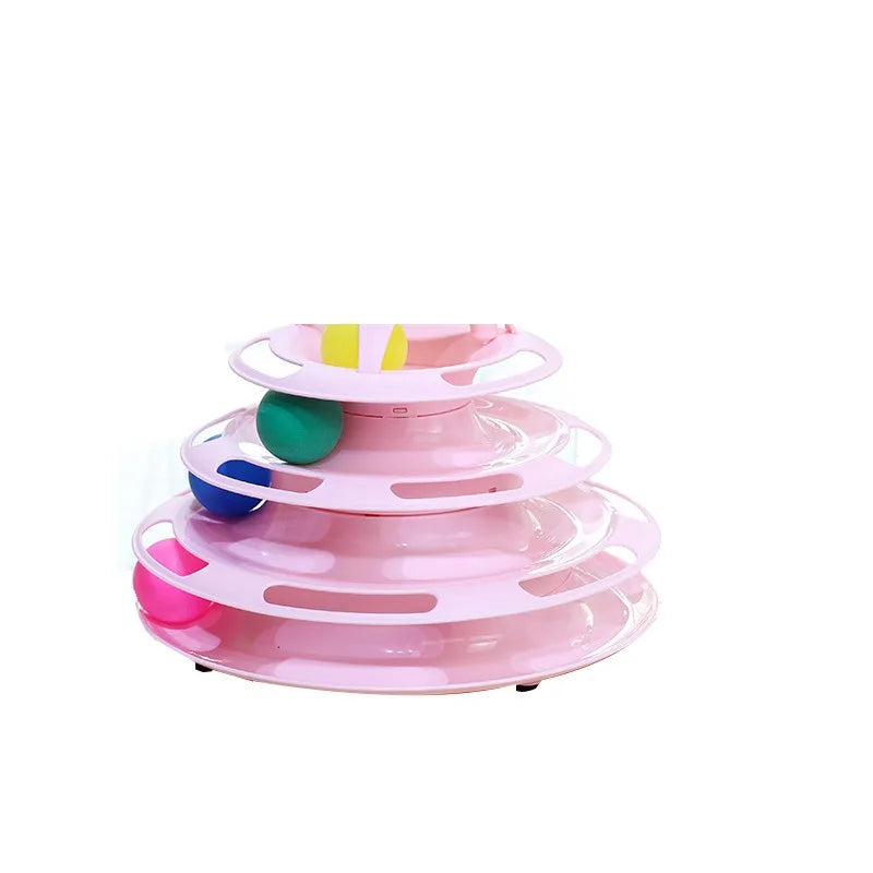 Three-tier interactive educational cat toy with rotating platform