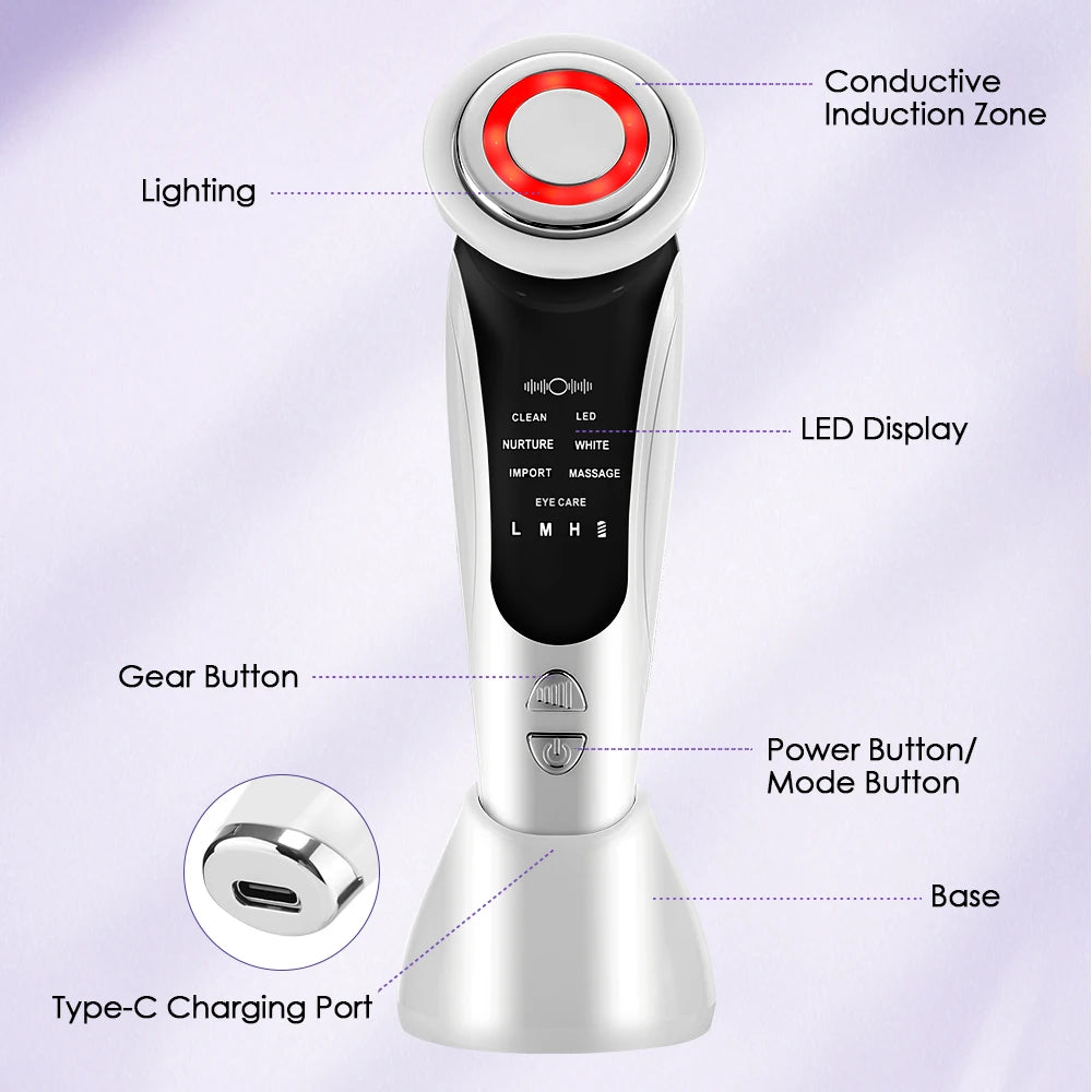 7 in 1 EMS Facial Massager with LED Light
