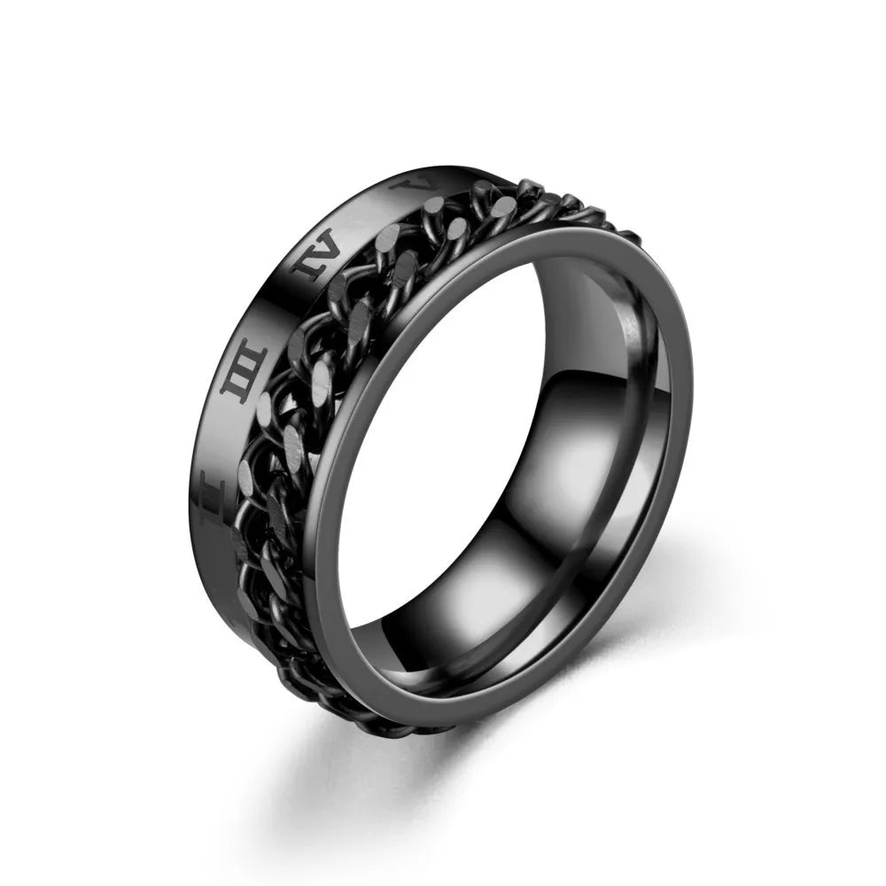 Stainless steel rotating ring with Roman numerals