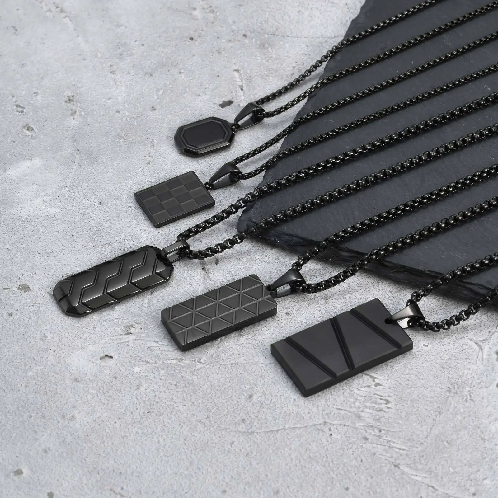 Necklaces with black stone pendants