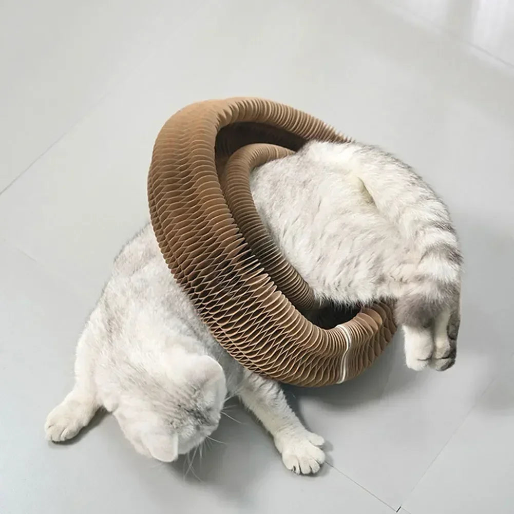 Interactive cat scratching post