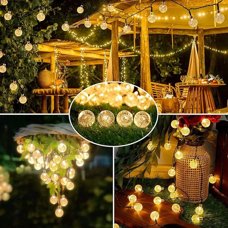 Solar string lights for outdoor areas