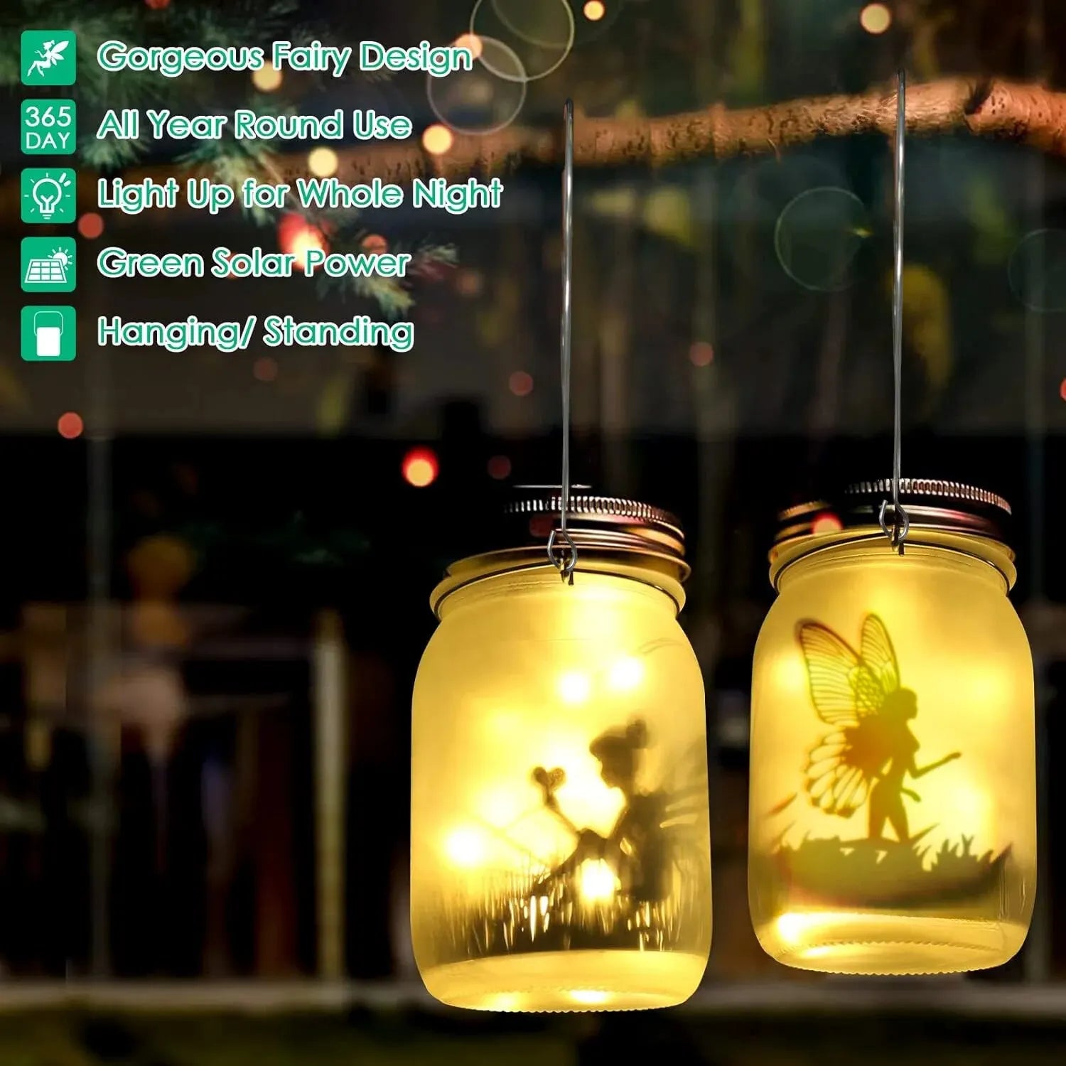 Solar hanging fairy light for glass jar