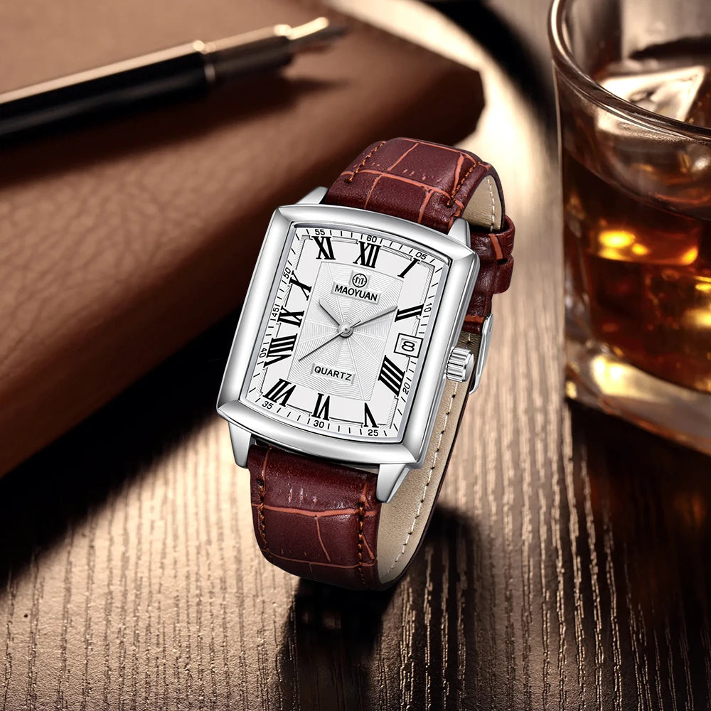 MAOYUAN Square  Casual Leather Quartz Watch Waterproof
