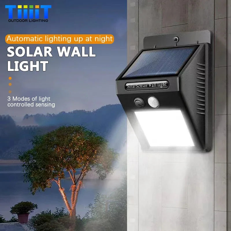 Modern outdoor LED solar wall light with motion sensors
