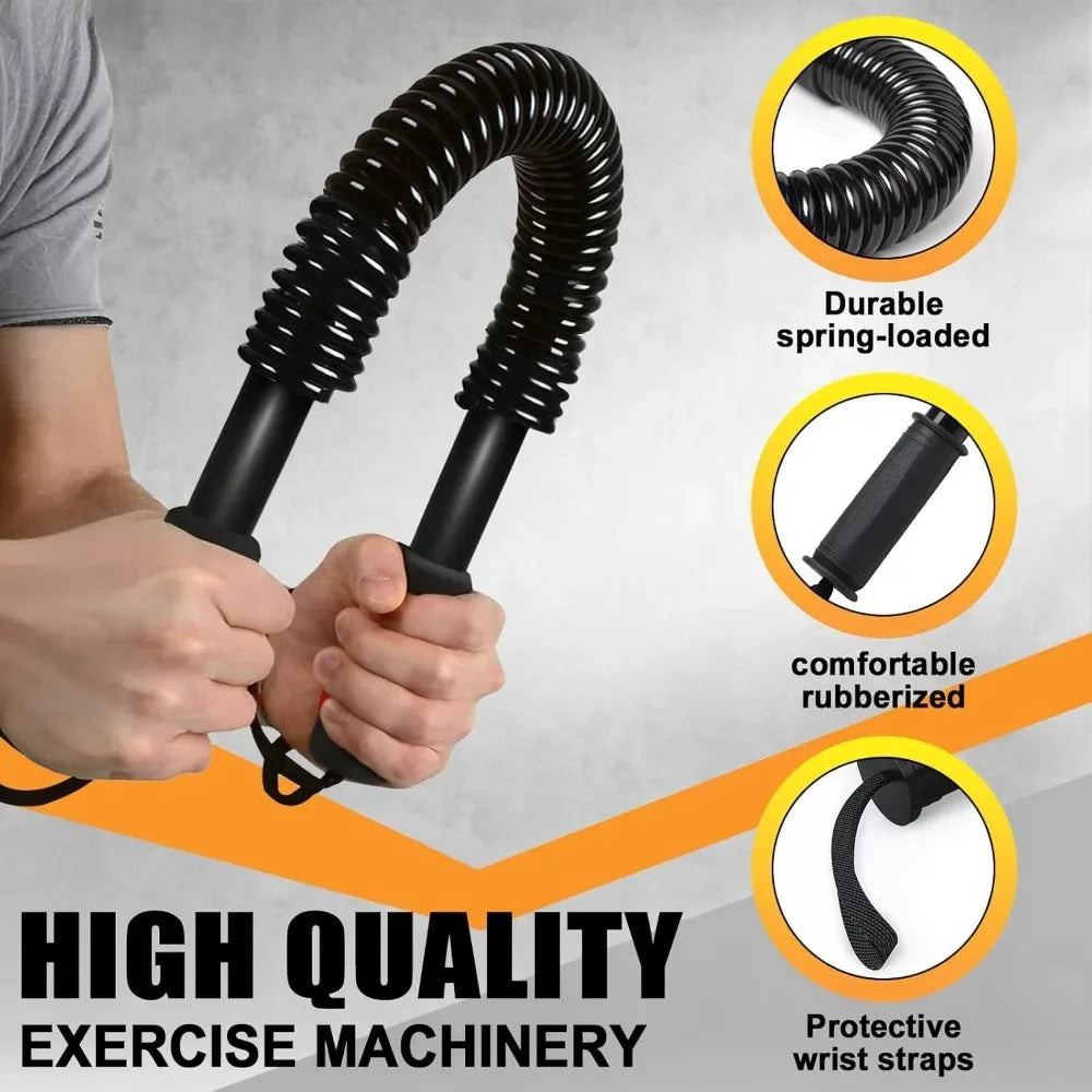 Arm strength bar with tension spring