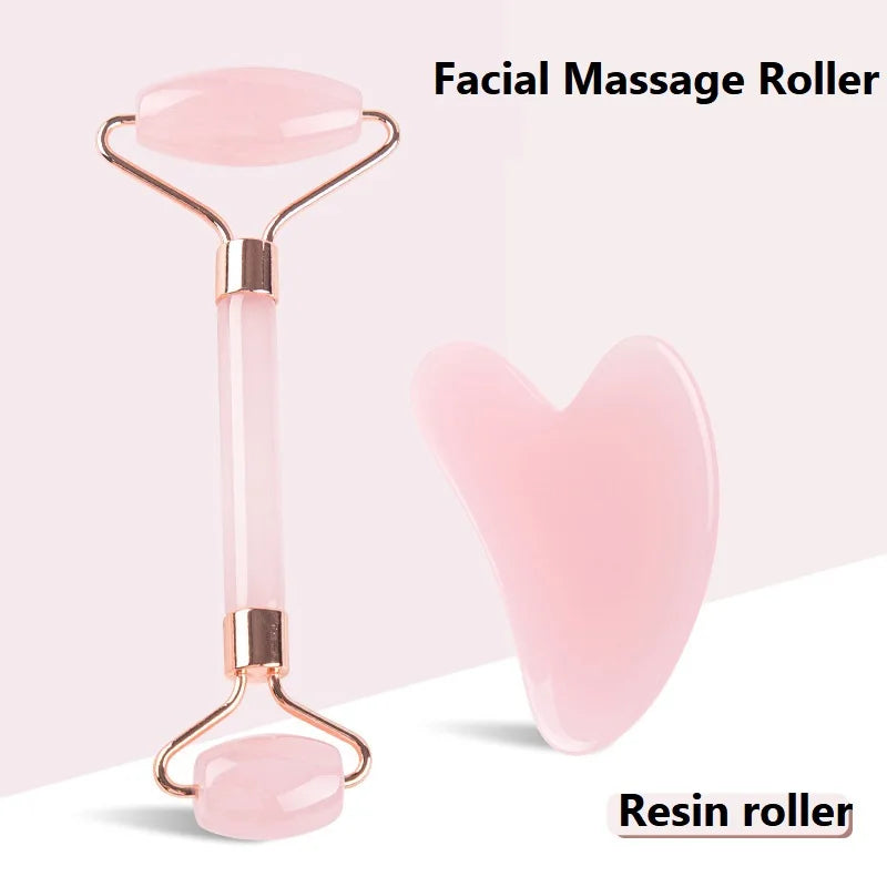 Facial massage roller with Gua Sha facial stone
