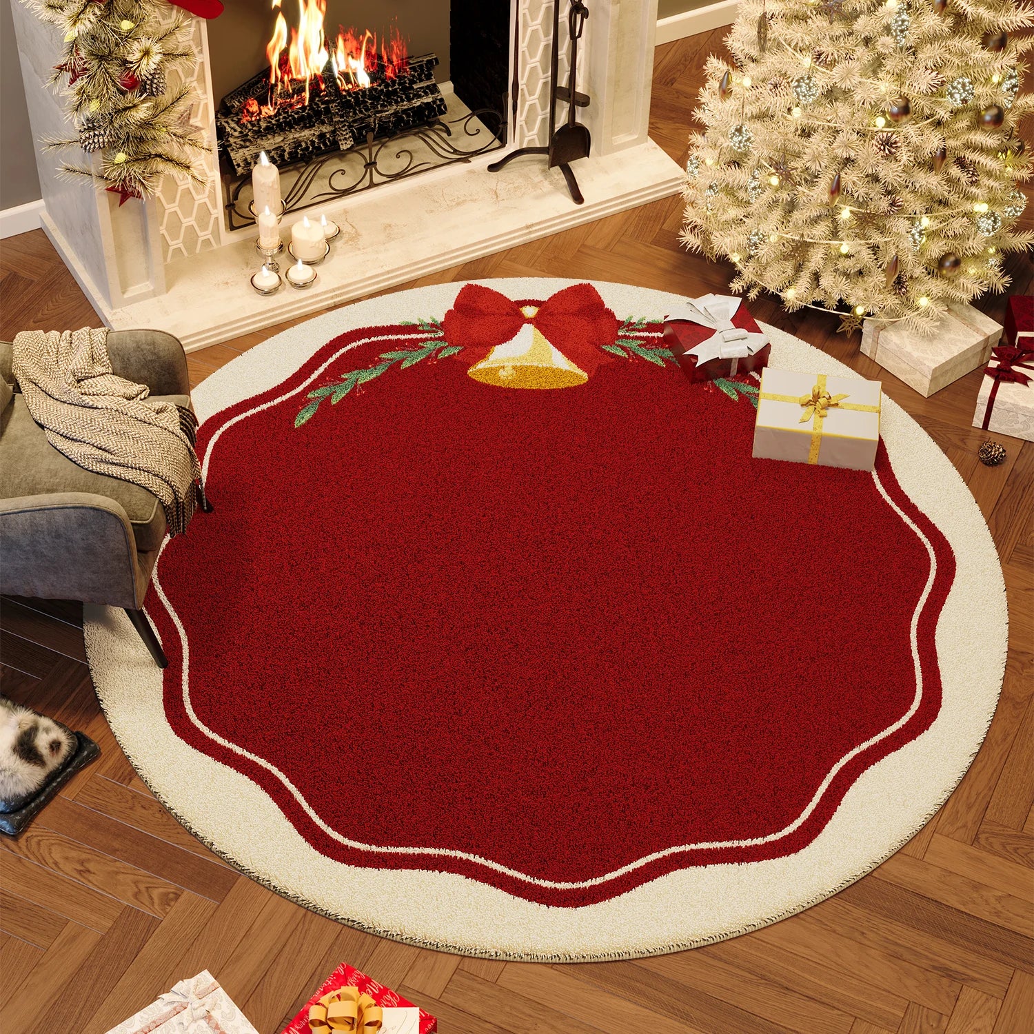 Christmas Wind Round Carpet Premium